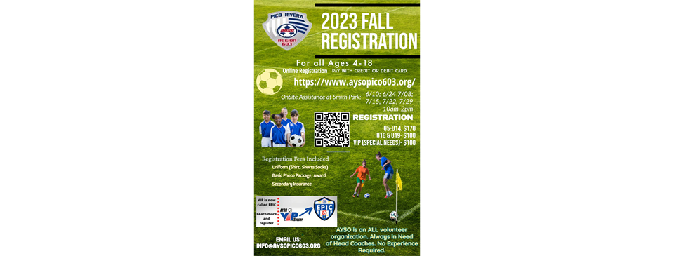 AYSO 2023 FALL REGISTRATION 